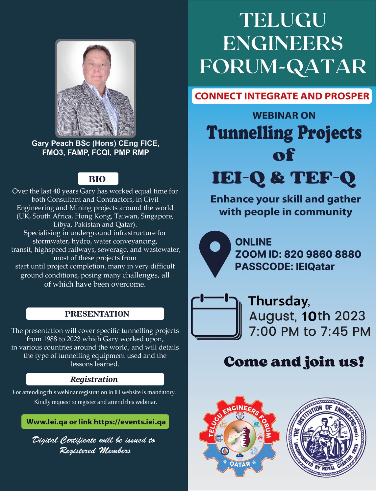 Webinar on Tunnelling Projects of IEI-Q & TEF-Q